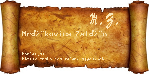 Mrákovics Zalán névjegykártya